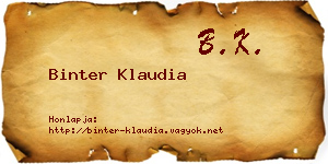 Binter Klaudia névjegykártya